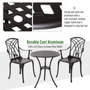 Outsunny Patio Cast Aluminium 3 PCS Brown Bistro Set Coffee Table & 2 Chairs Set Outdoor Garden Furniture Set