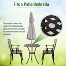 Outsunny Patio Cast Aluminium 3 PCS Brown Bistro Set Coffee Table & 2 Chairs Set Outdoor Garden Furniture Set