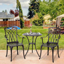 Outsunny Patio Cast Aluminium 3 PCS Brown Bistro Set Coffee Table & 2 Chairs Set Outdoor Garden Furniture Set