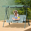 Outsunny- 3 Seater Swing Bench with Adjustable Canopy - Green Stripe