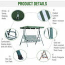 Outsunny- 3 Seater Swing Bench with Adjustable Canopy - Green Stripe