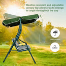Outsunny 3 Seater Canopy Swing Chair Outdoor Garden Bench with Adjustable Canopy and Metal Frame - Green Stripes