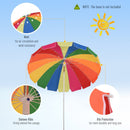 Outsunny Beach Umbrella Parasol  2.4 m Multicolour