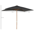 Outsunny 2.5 m Square Wood Umbrella Parasol - Dark Grey