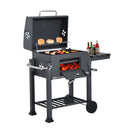 Outsunny Large Family Portable Charcoal BBQ with Wheels - Grey