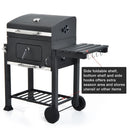 Outsunny Large Family Portable Charcoal BBQ with Wheels - Grey