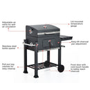 Outsunny Large Family Portable Charcoal BBQ with Wheels - Grey