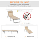 Outsunny Folding Reclining Sun Lounger With Pillow - Khaki