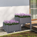 Rattan Set of 2 Garden Planter Box - Brown