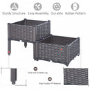 Rattan Set of 2 Garden Planter Box - Brown
