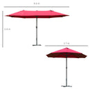 Oasis 4.6 m Double Sided Umbrella Parasol with Cross Base - Red