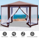 Steel Frame Garen Gazebo with Mosquito Net - Brown