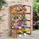 Outsunny 3-Tier Wooden Plant Stand Shelf, Flower Pot Holder Display Rack for Outdoor Indoor, 75 x 38 x 120cm