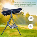 Outsunny 3 Seater Canopy Swing Chair Outdoor Garden Bench with Adjustable Canopy and Metal Frame - Blue Stripes