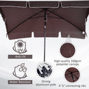 Outsunny Garden Parasol Umbrella, Outdoor Market Table Umbrella with Ruffles & Aluminium Pole, Rectangular Tilting Parasol Sun Shade Canopy, 2 x 1.3m, Brown