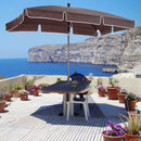 Outsunny Garden Parasol Umbrella, Outdoor Market Table Umbrella with Ruffles & Aluminium Pole, Rectangular Tilting Parasol Sun Shade Canopy, 2 x 1.3m, Brown