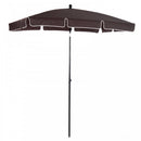 Outsunny Garden Parasol Umbrella, Outdoor Market Table Umbrella with Ruffles & Aluminium Pole, Rectangular Tilting Parasol Sun Shade Canopy, 2 x 1.3m, Brown