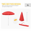 Oasis 1.9 m Beach Umbrella Parasol with Ajustable Angle and Carry Bag - Red