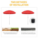 Oasis 1.9 m Beach Umbrella Parasol with Ajustable Angle and Carry Bag - Red