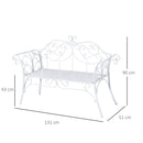 2 Seater Metal Garden Bench - White