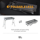 Outsunny Stainless Steel Portable Outdoor BBQ Grill - Silver