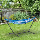 Outsunny Blue Multi- coloured   Hammock with Metal Stand and Carrying Bag.