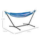 Outsunny Blue Multi- coloured   Hammock with Metal Stand and Carrying Bag.
