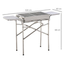 Outsunny Large Stainless Steel Charcoal BBQ Grill - Silver