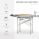 Outsunny Large Stainless Steel Charcoal BBQ Grill - Silver