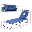 Outsunny  Sun Lounger With Pillow - Blue