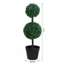 Outsunny Set of 2 Artificial Boxwood Plant Tree's with Pot - Green