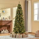 HOMCOM 7ft Green  Prelit  Artificial Pencil Christmas Tree