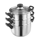 Lewis's Stainless Steel 3 Tier 18cm Steamer Pan With Glass Lid - Silver