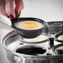 Lewis's Non-Stick Stainless Steel 4 Egg Poacher Pan with Lid 20cm - Silver