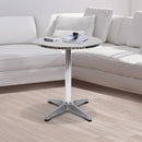 Adjustable Aluminium Bar Table Round Tabletop Dining Wine Pub Stainless Steel Height 70-110cm Metal W/Chromed Base Style-Silver
