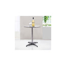 Adjustable Aluminium Bar Table Round Tabletop Dining Wine Pub Stainless Steel Height 70-110cm Metal W/Chromed Base Style-Silver