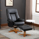 10-Point Massage Black Sofa Armchair Chair PU Leather W/ Footrest Stool Recliner