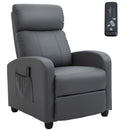 Recliner Grey Sofa Chair PU Leather Massage Armcair w/ Footrest and Remote Control for Living Room, Bedroom, Home Theater
