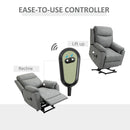 HOMCOM Power Lift Chair Electric Riser Recliner for Elderly, Faux Leather Sofa Lounge Armchair with Remote Control and Side Pocket, Grey