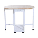2 Chair Dining Set White 3PC Wooden Kitchen Cart Mobile Rolling Trolley Folding Bar Table Two Stools Chair Storage Shelf With 2 Drawers & 6 Wheels