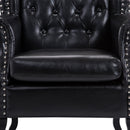 PU Leather Vintage Style High Back Armchair-Black