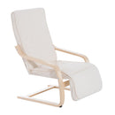 Lounge Chair Recliner Adjustable Footrest Home Furniture Garden Wooden Lounging Rocking Relaxing Seat W/Removable Cushion-White
