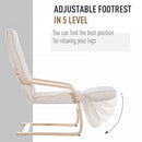 Lounge Chair Recliner Adjustable Footrest Home Furniture Garden Wooden Lounging Rocking Relaxing Seat W/Removable Cushion-White