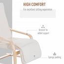 Lounge Chair Recliner Adjustable Footrest Home Furniture Garden Wooden Lounging Rocking Relaxing Seat W/Removable Cushion-White