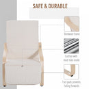 Lounge Chair Recliner Adjustable Footrest Home Furniture Garden Wooden Lounging Rocking Relaxing Seat W/Removable Cushion-White