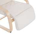 Lounge Chair Recliner Adjustable Footrest Home Furniture Garden Wooden Lounging Rocking Relaxing Seat W/Removable Cushion-White