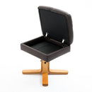 Wooden Recliner PU Leather Chair Adjustable Base Swivel and Ottoman Footrest W/Stool-Brown