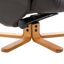 Wooden Recliner PU Leather Chair Adjustable Base Swivel and Ottoman Footrest W/Stool-Brown
