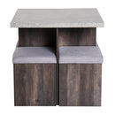 5Pcs Garden Wooden Dining Table Set W/Particle Removable Lid Board and 1 Space Saving Design Pieces Chair Seat-Grey