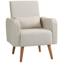 Nordic Armchair Sofa Chair, 72W x 77D x 93Hcm-Cream